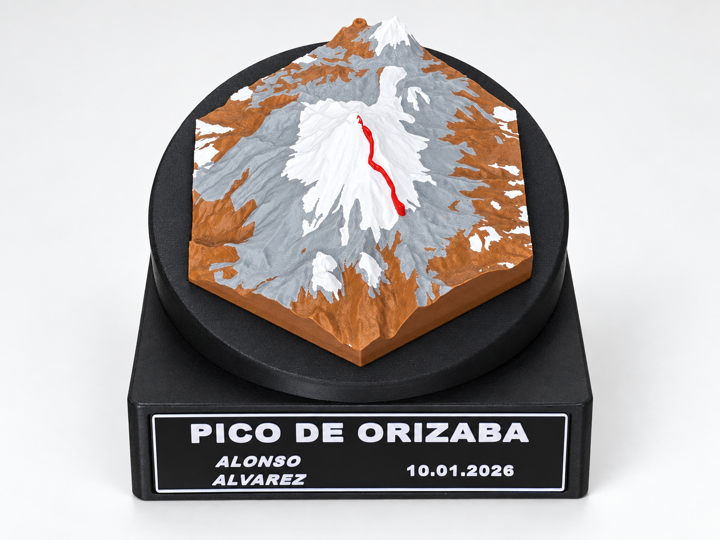 Mapa gigante con relieve 3D del Pico de Orizaba y ruta personalizada