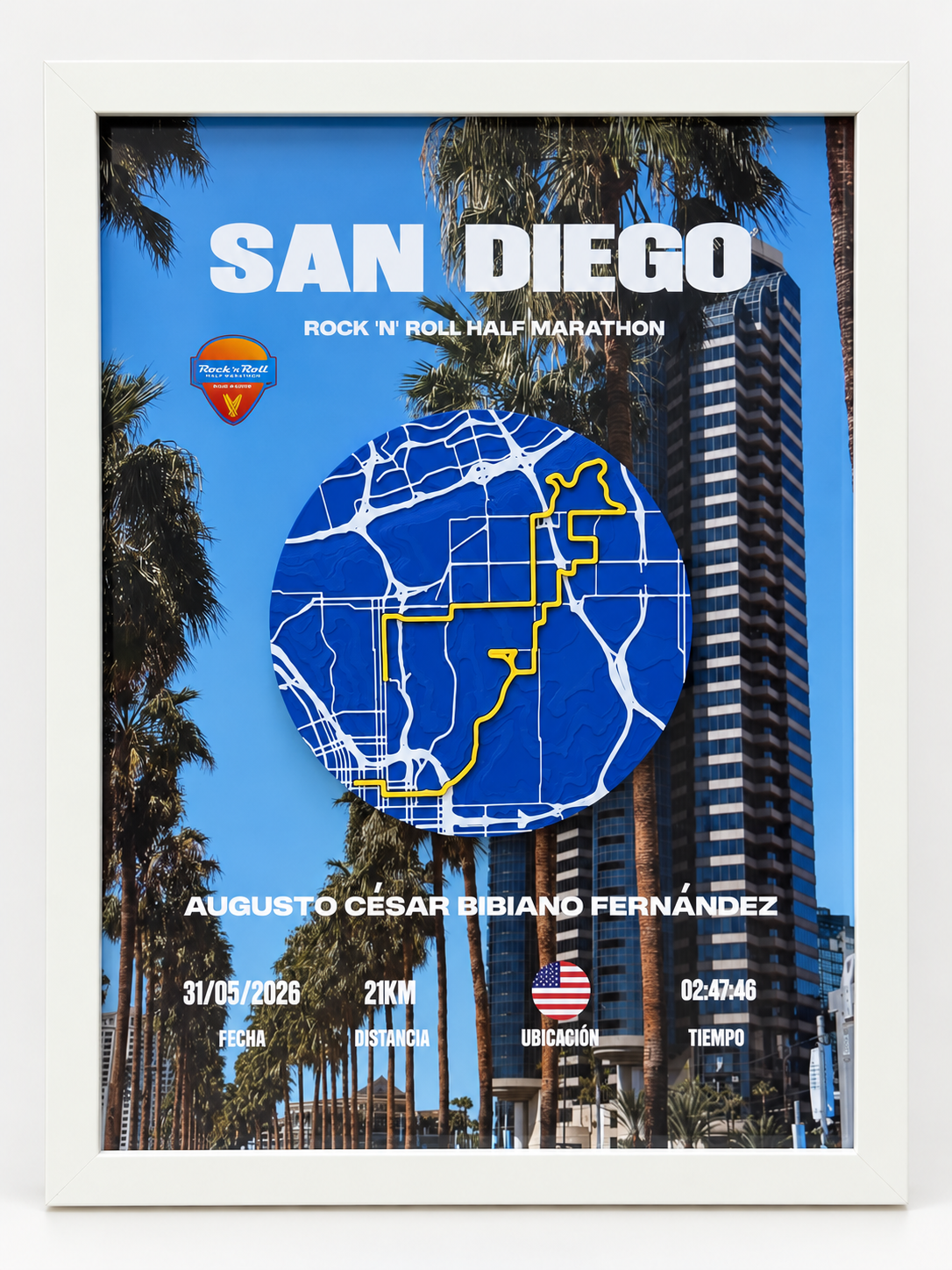 Cuadro personalizado del medio maratón de San Diego